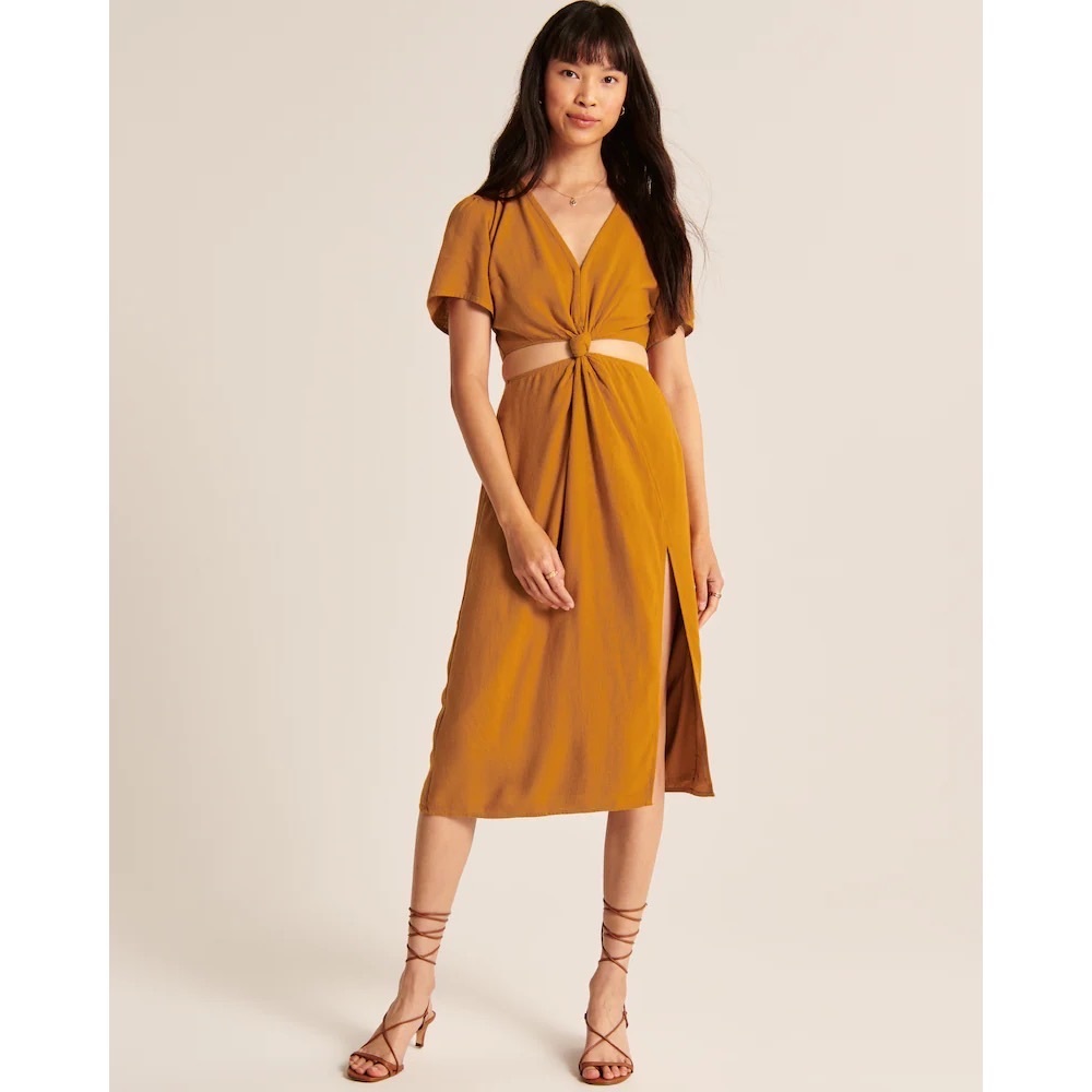 Brand New, Abercrombie & Fitch Knot-Front Cutout Midi Dress